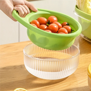 2025 Trendhollow Drain Basket Kitchen Multifunctional Double-Layer Fruit And Vegetable Portable Basket Kitchen Storage - Product Image 5