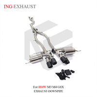 ING pour BMW M2 M3 M4 G80 G82 G87 S55 S58 3.0T Catback SUS304 Version Améliorée avec Sortie Centrale et Quatre Tuyaux d'Échappement
