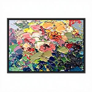 Impression sur toile abstraite Art Déco élégante avec motif floral, décoration murale vibrante pour la maison, cadre transparent - Product Image 1