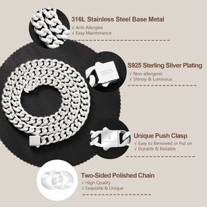 8mm 925 Sterling <strong>Silver</strong> Plated Stainless Steel Cuban Link <strong>Chain</strong> <strong>Men</strong> Women Hip Hop Jewelry Gift Miami Cuban Necklace - Product Image 5