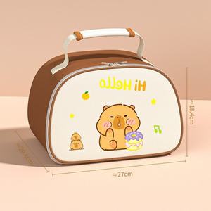 กระเป๋าใส่อาหารกลางวันลายการ์ตูนคาปิบาร่าแบบขายส่ง กล่องข้าวเบนโตะ กล่องข้าวสแตนเลสเก็บความร้อนสำหรับเด็ก ลายคาปิบาร่า - Product Image 4