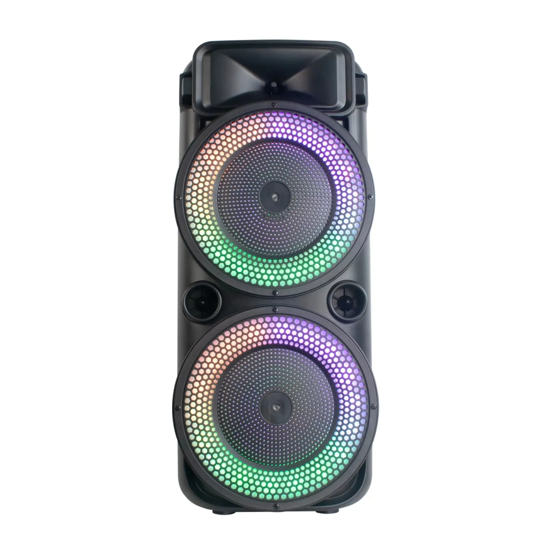 Cetakan desain terbaru sistem Speaker pesta Pa portabel bertenaga baterai Bass tinggi 8 inci ganda dengan lampu Led dan mikrofon