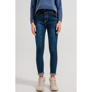 Jean skinny taille haute en bleu foncé - Product Image 2