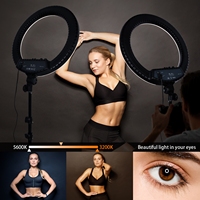 Lampe annulaire LED RL-18II pour studio de beauté des cils, lumière chaude et froide, 512 LED, lampe vidéo, éclairage de maquillage avec support et sac de transport