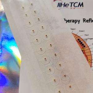 100PCS 24K Chapado en oro Clear Ear Point Stickers Presión del oído Acupuntura Cuentas magnéticas Auricular Ear Seeds - Product Image 3