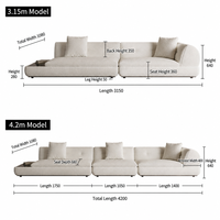 Nordisches Design Bouclé-Stoff Mondsofa Luxus-Ecksofa mit Marmor-Beistelltisch Hochdichter Schwamm Lärchenholzrahmen