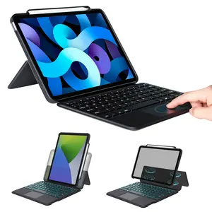 BSCI Casing Tablet Apple, Sarung HP Keyboard Kulit PU Tahan Guncangan, Bantalan Sentuh Dapat Dilepas untuk Apple iPad Pro 11 Air 10.9