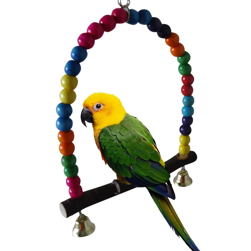 Persediaan mainan burung bayan warna-warni aksesoris kandang burung bayan ayunan warna-warni persediaan burung berdiri