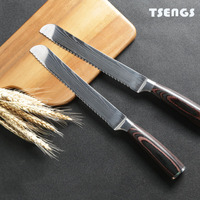 Couteau à pain forgé à la main chaud couteau de cuisine Sushi sashimi Sashimi couteau antiadhésif coupe-viande