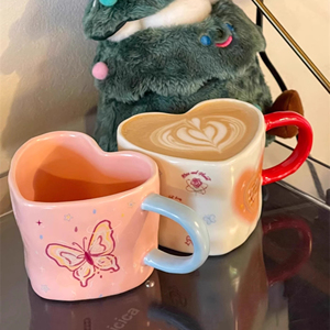 Valentines Day Couple Lover Gift Porcelain Coffee Tea Cup Cute Heart Shaped Ceramic Mug - Product Image 6