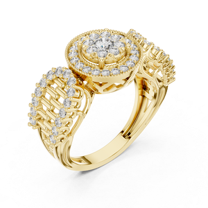 Anillo de Diamantes Dorado de Moda para Mujer, Brillo Suave, Aspecto Elegante, Perfecto para Regalo de Boda, Compromiso y Uso Diario - Product Image 2