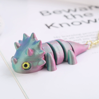 Porte-clés Lézard Mignon Imprimé en 3D, Pendentif Triceratops Articulé en Plastique pour Sac, Anneau Porte-clés Souvenir, Vente en Gros, Cadeau, Décoration de Pâques