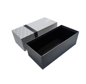 Eco-Friendly <b>Recyclable</b> Rectangular Slide Rigid Gift <b>Box</b> Thick Cardboard Matte Black Interior Geometric Pattern Printed Sleeve - Product Image 1