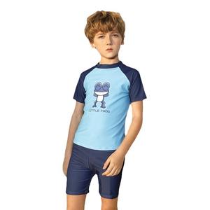 ชุดว่ายน้ำเด็ก ลายกบตัวน้อย ชุดว่ายน้ำเด็กผู้ชาย แห้งเร็ว ชุดสองชิ้น สีฟ้าทะเลสาบ สีขาว ไซส์เด็ก - Product Image 1