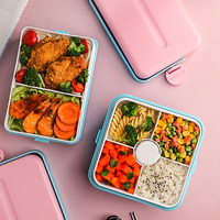 Boîte à bento carrée écologique très vendue avec couvercle anti-fuite, capacité 1-3L, design moderne pour usage domestique