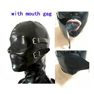 Masker tudung lateks dengan penutup mata dan mulut dewasa, masker karet ritsleting wajah penuh - Product Image 4