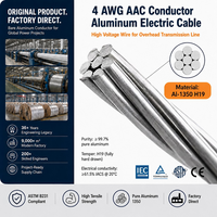 Cable Eléctrico de Aluminio AAC de 4 AWG, Cable de Alta Tensión para Línea de Transmisión Aérea, Aluminio Desnudo