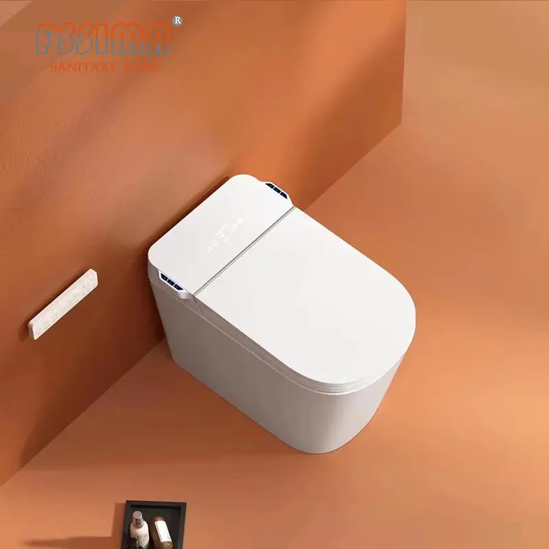 ZN-3009b 고급 자동 플러싱 화장실 스마트 비데 화장실 원피스 세라믹 현대 라운드 벽 마운트 욕실 화장실