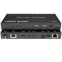 Extenseur HDBaseT 4K 60Hz en métal (100 mètres) avec contrôle IR bidirectionnel et fonctionnalité KVM, conception graphique du logo, fabriqué à Shenzhen