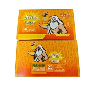 Papiers à rouler Zeus Premium Orange, 25 feuilles, cellulose naturelle, format plus large, 50 feuilles/carnet, 25 carnets/boîte, papiers orange - Product Image 3
