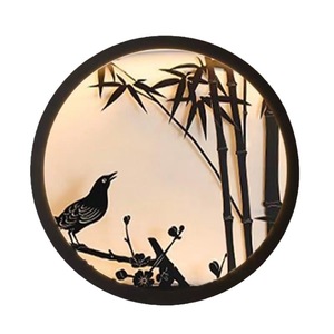 Lámpara de Pared Solar Redonda de Estilo Chino Moderno, con Retroiluminación, Impermeable, para Jardín, Villa, Patio, Iluminación de Paisaje - Product Image 5