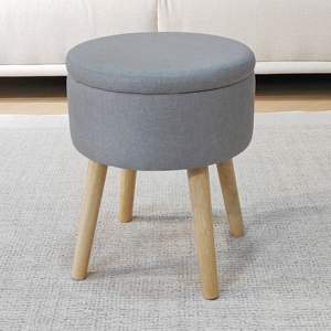 Taburete de almacenamiento personalizado Bailey, patas desmontables, redondas, de <span class=keywords><strong>4</strong></span> Patas, de madera, para el hogar, otomano, moderno, de lujo, elegante, patas de madera, otomano - Product Image 1