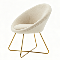 Chaise de salle à manger en velours Teddy, style nordique moderne et contemporain, avec structure en métal doré, pour la maison, le café, le bureau, la cuisine, l'hôtel