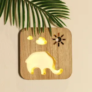 Newish Olifant Slaapkamer Natuurlijke Gesneden 3D Print Led Houten Tafel Lamp Nachtlampje Voor Kinderen Gift Kids Decor