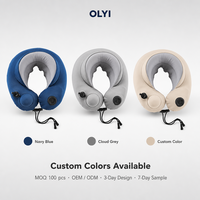 Olyi Coussin de massage cervical personnalisé 3D gonflable en U en suède à double moteur pour le soutien cervical, vente en gros OEM