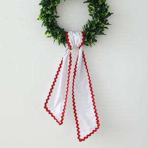 Atacado Bordado Nome Porta Decoração Lona Xadrez Em Branco Natal Recortado Santa Wreath Sash - Product Image 2