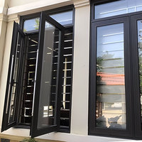 Fenêtres à battants en aluminium à double vitrage sur mesure, design professionnel, avec moustiquaire