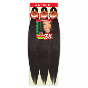 Lot de 3x Mèches synthétiques pré-étirées Ez Braiding pour extensions ombrées, faciles à tresser, pré-étirées, style africain, teintes à l'eau chaude - Product Image 2