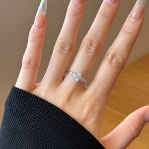 Dylam Frauen Versprechen Sterling Silber Verlobung Hochzeit Classic Oval Drei-Leben Stein Ring - Product Image 6