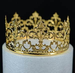 มงกุฎประดับเค้กคริสตัลสีทองสไตล์วินเทจ,ยอดเค้กสำหรับงานเลี้ยงวันเกิดงานแต่งงานงานเบบี้ชาวเวอร์ - Product Image 1