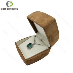 Factory Wholesale Custom Logo Luxury Ring & Necklace Box Modern Velvet Suede <b>Jewelry</b> Boxes Packaging - Product Image 4