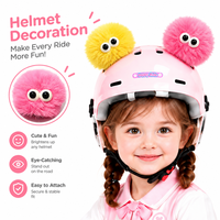 Pompon en fourrure multicolore avec yeux, accessoire de casque amovible mignon pour la décoration des casques d'enfants