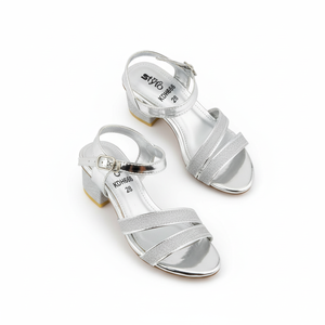 Sandalia de tacón para niñas KD9886 Zapato formal plateado - Product Image 1