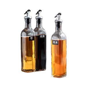 Glass Oil Bottle Rectangle Metal Lid L Size Liquid Seasoning Storage Jar For Kitchen Use - Product Image 5