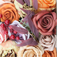 Boîte de fleurs artificielles vintage caramel, kit floral DIY pour la décoration de mariage et d'événements