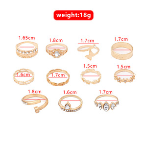 Fashion Jewelry <b>Sets</b> 11pcs Rose Gold <b>Crystal</b> Rings Butterfly Star Marquise Cut For Women Party Wear - Product Image 4