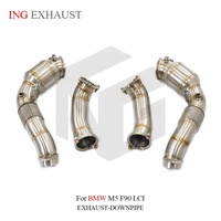 ING pour BMW M5 F90 LCI OPF - Downpipe d'échappement avant en acier inoxydable sans bouclier thermique - Pièces de performance automobile à haut débit
