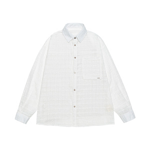 Plus Size Grote Dikke Mannen Katoenen Casual Shirt Jacquard Ademend Ontspannen Pasvorm Lange Oversized Mouw Borstzak 7XL 8XL 9XL 10XL - Product Image 2