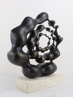 Sculpture d'art abstrait minimaliste moderne, ornement décoratif pour la maison, objet de décoration pour le salon, le bureau, l'atelier, artisanat en métal et marbre