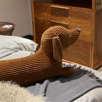Coussin long en velours côtelé en forme de Teckel, personnalisable avec logo, pour décoration intérieure, cadeau, emballé sous vide