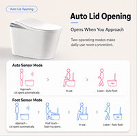 Toilette intelligente automatique de luxe monobloc avec ouverture automatique du couvercle, chasse d'eau par capteur au pied et désodorisation