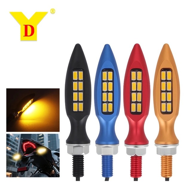 YD Bullet Head Motorcycle License Plate Light 12V 1.3W 5630-8 LED Aluminum Alloy Body Red/Blue/Yellow/Black Waterproof