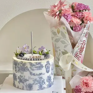 어머니의 날 케이크 장식 가장자리 간단한 핑크 인쇄 가장자리 어머니 해피 홀리데이 아크릴 플러그인 토퍼 케이크 장식