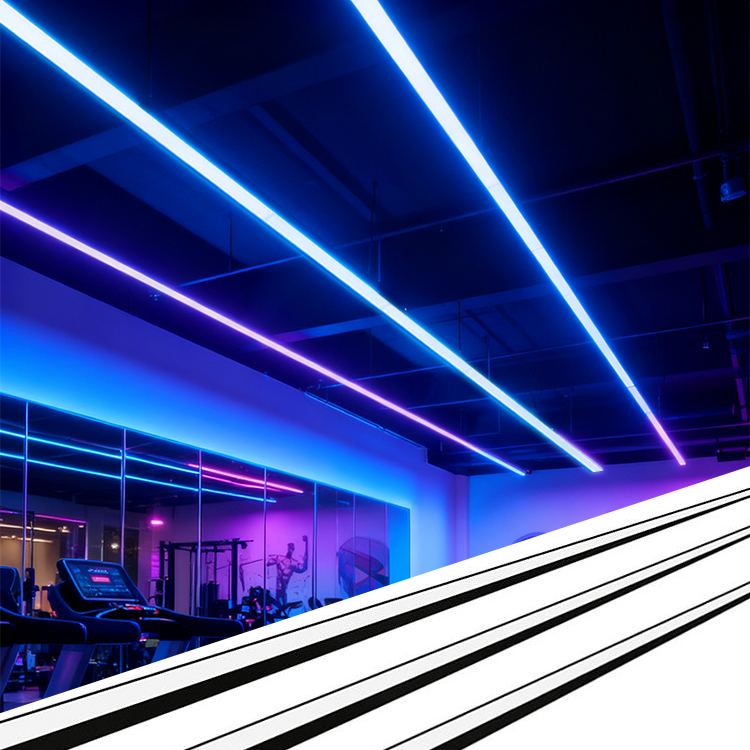 Seamless Splicing Model LED Linear Pendant Light Size Customizable Gym Mall Lighting Fixture 100cm 120cm High Lumen Ceiling Lamp