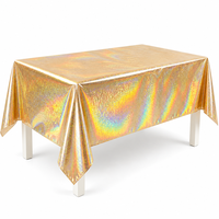Nappe en PEVA imperméable, feuille holographique dorée, jetable, rectangulaire, en plastique, pour pique-nique en plein air, dîner, fête