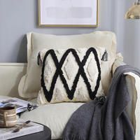 Coussins de canapé modernes personnalisables Innermor, oreillers bohèmes, décoration intérieure, faits à la main, en coton noir et blanc, capitonnés avec broderie tissée